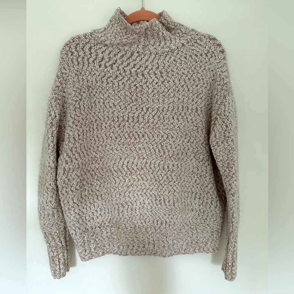 Mock Turtleneck Beige & Cream Sweater